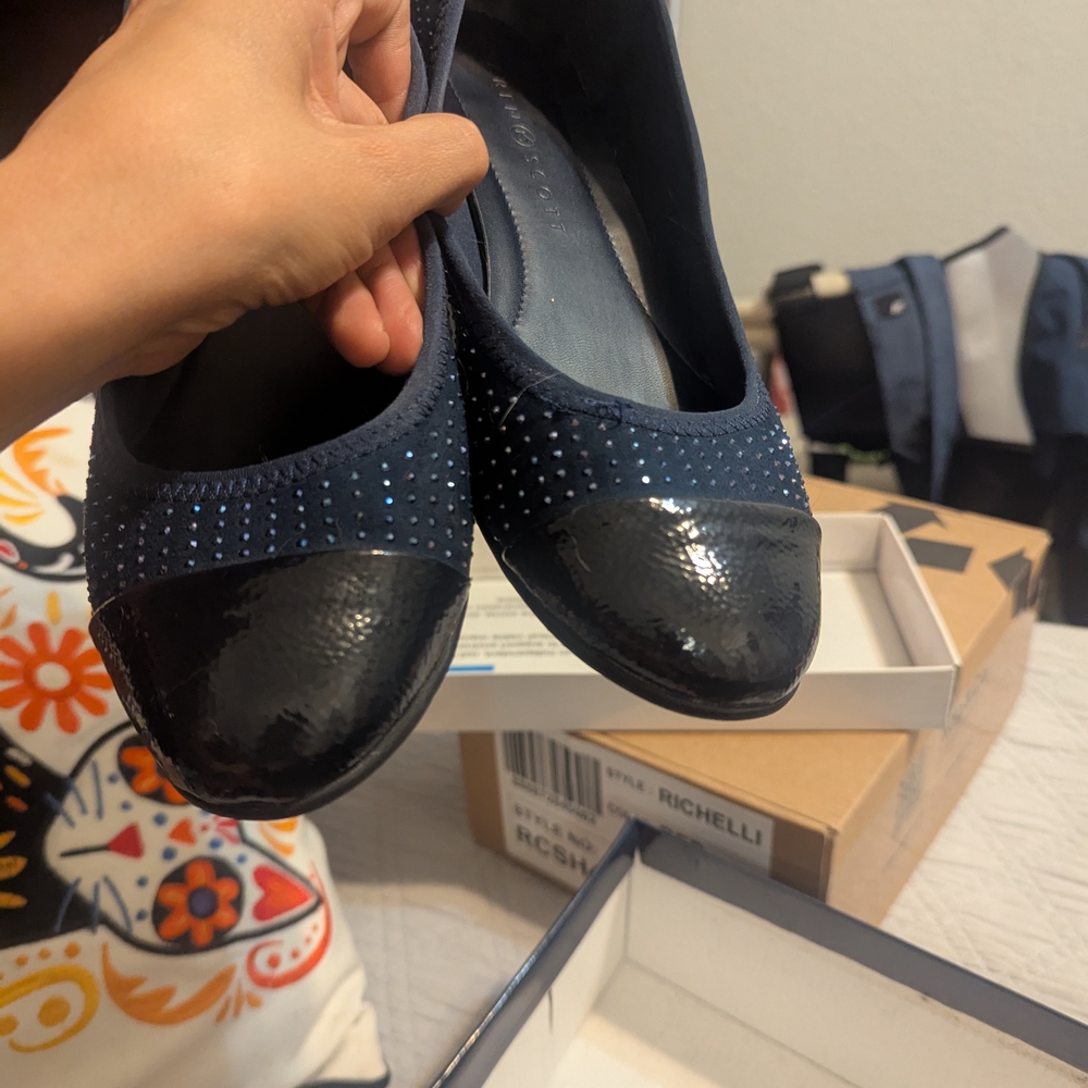 Karen Scott Women's Navy Blue Studded Flats - Picture 10 of 12